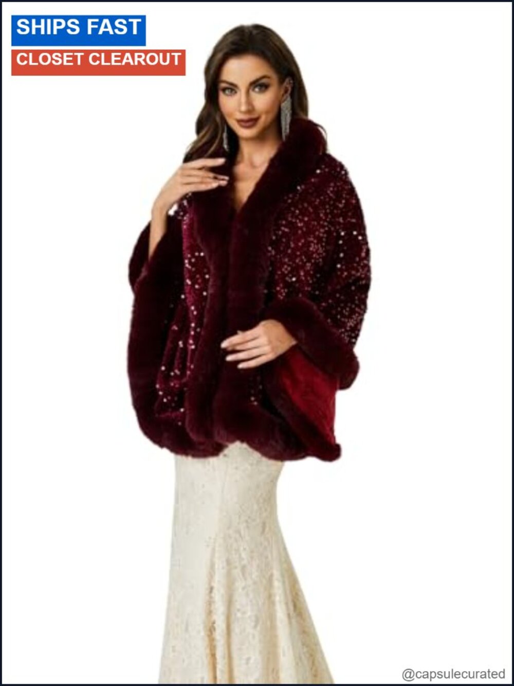 Faux Fur Wrap Shawl Stole Cape for Wedding Prom Evening Party